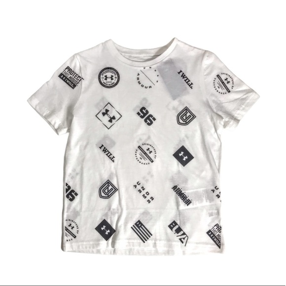 NWT Under Armour White Tee with Allover Graphics - Picture 4 of 13